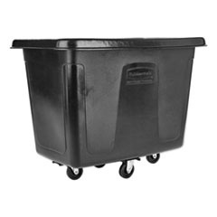 Rubbermaid Cube Truck, 12 cu ft, 400 lb Capacity, Medium-Density Polyethylene/Metal Frame, Black