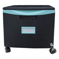 Storex Single-Drawer Mobile Filing Cabinet, 1 Legal/letter-Size File Drawer, Black/teal, 14.75