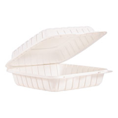 Dart Hinged Lid Containers, Single Compartment, 9 x 8.8 x 3, White, Plastic, 150/Carton