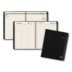 At-A-Glance Recycled Weekly Vertical-Column Format Appointment Book, 8.75 x 7, Black Cover, 12-Month (Jan to Dec): 2024