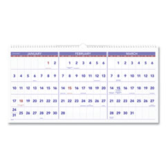 At-A-Glance Deluxe Three-Month Reference Wall Calendar, Horizontal Orientation, 24 x 12, White Sheets, 15-Month (Dec-Feb): 2023 to 2025