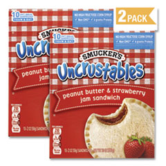 J.M. Smucker Co. UNCRUSTABLES Soft Bread Sandwiches, Strawberry Jam, 2 oz, 10/Box, 2 Boxes/Carton, Ships in 1-3 Business Days