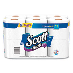 Kimberly Clark Toilet Paper, Septic Safe, 1-Ply, White, 1,000 Sheets/Roll, 12 Rolls/Pack, 4 Pack/Carton