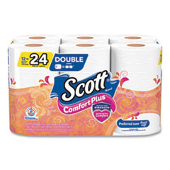 Kimberly Clark ComfortPlus Toilet Paper, Double Roll, Bath Tissue, Septic Safe, 1-Ply, White, 231 Sheets/Roll, 12 Rolls/Pack, 4 Packs/Carton