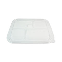 World Centric PLA Lids for Fiber Bento Box Containers, Five Compartments, 12.1 x 9.8 x 0.8, Clear, Plastic, 300/Carton