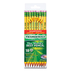 Dixon Ticonderoga Co. PRE-SHARPENED PENCIL, HB (#2), BLACK LEAD, YELLOW BARREL, 18/PACK