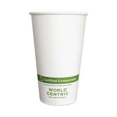 World Centric Paper Hot Cups, 16 Oz, White, 1,000/carton