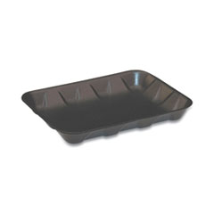 Pactiv Evergreen Corporation Supermarket Tray, #4D, 9.58 x 7.08 x 1.25,  Black, Foam, 400/Carton