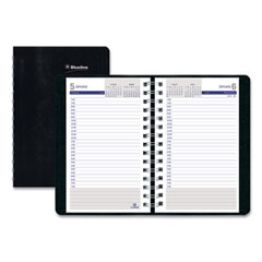 Rediform Office Products DuraGlobe Daily Planner, 30-Minute Appointments, 8 x 5, Black Cover, 12-Month (Jan to Dec): 2024