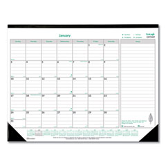 Rediform Office Products EcoLogix Monthly Desk Pad Calendar, 22 x 17, White/Green Sheets, Black Binding/Corners, 12-Month (Jan to Dec): 2024