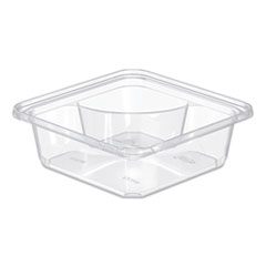 Dart TamperGuard Snack Boxes, 2-Compartment, 6.3 x 6.3 x 2.1, Clear, Plastic, 300/Carton
