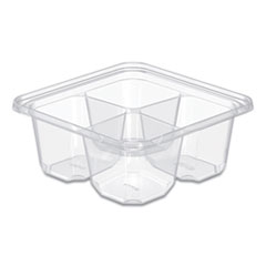 Dart TamperGuard Snack Boxes, 4-Compartment, 6.3 x 6.3 x 2.6, Clear, Plastic, 300/Carton
