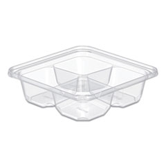 Dart TamperGuard Snack Boxes, 4-Compartment, 6.3 x 6.3 x 1.8, Clear, Plastic, 300/Carton