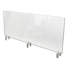 Ghent Manufacturing, Inc. Clear Partition Extender With Attached Clamp, 48 X 3.88 X 30, Thermoplastic Sheeting