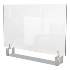 Ghent Manufacturing, Inc. Clear Partition Extender With Attached Clamp, 42 X 3.88 X 30, Thermoplastic Sheeting