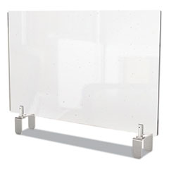 Ghent Manufacturing, Inc. Clear Partition Extender With Attached Clamp, 42 X 3.88 X 24, Thermoplastic Sheeting