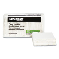 Coastwide Professional Eco-Id Recycled Luncheon Napkins, 1-Ply, 11.5 X 12.5, White, 400/pack
