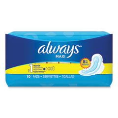 Procter & Gamble Regular Maxi Pads With Wings, Regular, 10/Box