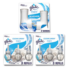 SC Johnson Plugin Scented Oil, Clean Linen, 0.67 oz, 2 Warmers and 6 Refills/Pack