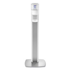 Go-Jo Messenger Es8 Silver Panel Floor Stand With Dispenser, 1,200 Ml, 16.75 X 6 X 40, Silver/white