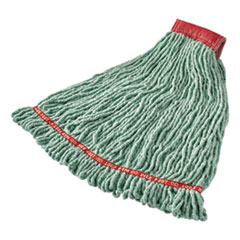 Rubbermaid Web Foot Shrinkless Looped-End Wet Mop Head, Cotton/synthetic, Large, Green, 5