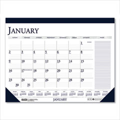 House Of Doolittle Recycled Two-Color Monthly Desk Pad Calendar with Notes Section, 18.5 x 13, Blue Binding/Corners, 12-Month (Jan-Dec): 2024