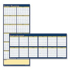 House Of Doolittle Recycled Reversible Yearly Wall Planner, 60 x 26, White/Blue/Yellow Sheets, 12-Month (Jan to Dec): 2024
