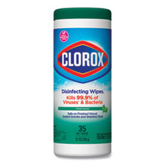 Clorox Disinfecting Wipes, 1-Ply, 7 x 8, Fresh Scent, White, 35/Canister