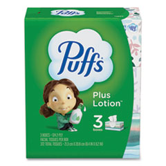 Procter & Gamble Plus Lotion Facial Tissue, 2-Ply, White, 124/Box, 3 Box/Pack, 8 Packs/Carton