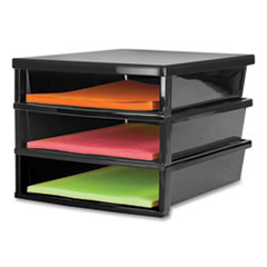 Storex Quick Stack Construction Paper Sorter, 3 Compartments, 11 x 12.4 x 8.7, Black