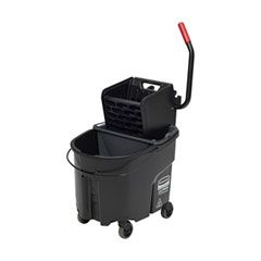 Rubbermaid Wavebrake 2.0 Bucket/wringer Combos, Side-Press, 35 Qt, Plastic, Black