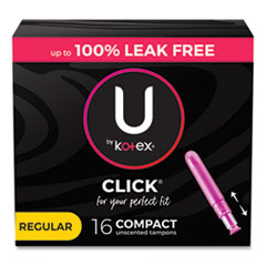 Kimberly Clark U By Kotex Click Compact Tampons, Regular, 16/pack, 8 Packs/carton