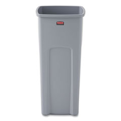 Rubbermaid Untouchable Square Waste Receptacle, 23 gal, Plastic, Gray