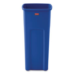 Rubbermaid Untouchable Square Waste Receptacle, 23 gal, Plastic, Blue