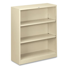 Hon Company Metal Bookcase, Three-Shelf, 34.5w x 12.63d x 41h, Putty