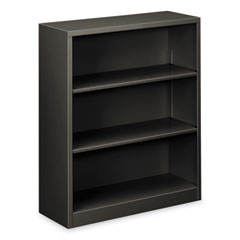 Hon Company Metal Bookcase, Three-Shelf, 34.5w x 12.63d x 41h, Charcoal