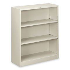 Hon Company Metal Bookcase, Three-Shelf, 34.5w x 12.63d x 41h, Light Gray