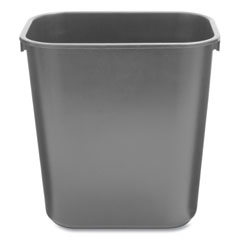 Rubbermaid Deskside Plastic Wastebasket, 3.5 gal, Plastic, Black