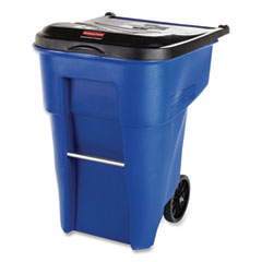 Rubbermaid Square Brute Rollout Container, 50 gal, Molded Plastic, Blue
