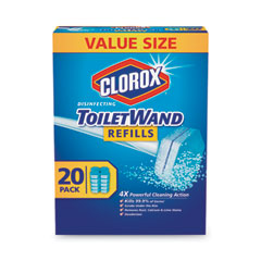 Clorox Disinfecting Toiletwand Refill Heads, Blue/White, 20/Pack