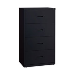 Hirsh Industries Space Solutions Lateral File Cabinet, 4 Letter/Legal/A4-Size File Drawers, Black, 30 x 18.62 x 52.5