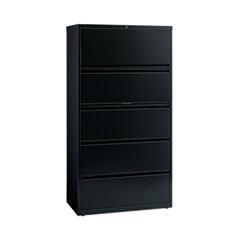 Hirsh Industries Space Solutions Lateral File Cabinet, 5 Letter/Legal/A4-Size File Drawers, Black, 36 x 18.62 x 67.62