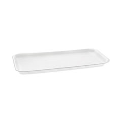 Pactiv Evergreen Corporation Supermarket Tray, #10S, 10.75 x 5.7 x 0.65, White, Foam, 500/Carton
