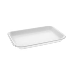 Pactiv Evergreen Corporation Supermarket Tray, #2, 8.2 x 5.7 x 0.91, White, Foam ,500/Carton