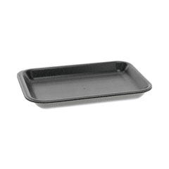 Pactiv Evergreen Corporation Supermarket Tray, #2, 8.2 x 5.7 x 0.91, Black, Foam, 500/Carton