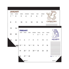 House Of Doolittle Recycled Zodiac Desk Pad Calendar, Zodiac Artwork, 17 x 22, White Sheets, Black Binding/Corners, 12-Month (Jan-Dec) 2024