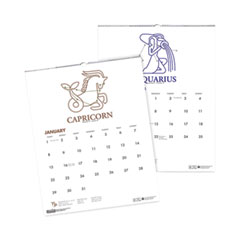 House Of Doolittle Recycled Zodiac Wall Calendar, Zodiac Artwork, 14 x 11, White/Multicolor Sheets, 12-Month (Jan to Dec): 2024