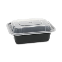 Pactiv Evergreen Corporation Newspring VERSAtainer Microwavable Containers, 12 oz, 4.5 x 5.5 x 1.75, Black/Clear, Plastic, 150/Carton