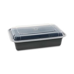 Pactiv Evergreen Corporation Newspring VERSAtainer Microwavable Containers, 38 oz, 6 x 8.5 x 2, Black/Clear, Plastic, 150/Carton