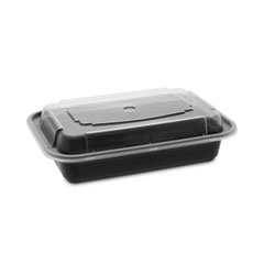 Pactiv Evergreen Corporation Newspring VERSAtainer Microwavable Containers, 16 oz, 5 x 7.25 x 1.5, Black/Clear, Plastic, 150/Carton